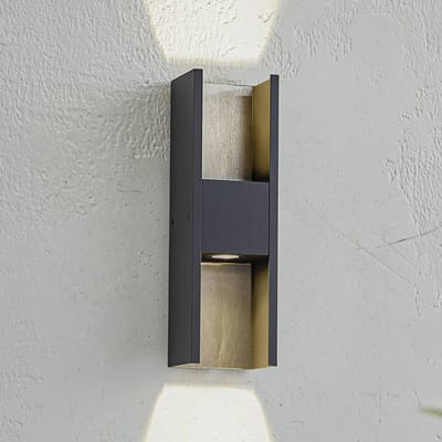 Lucande LED buitenwandlamp Lavrin, zwart/grijs, aluminium