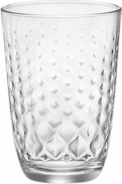 Bormioli Rocco Drinkglazen Glit - 12x stuks - glas - 390 ml - transparant met relief