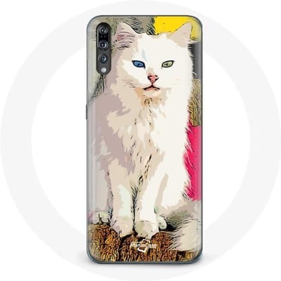 Coque pour Huawei P20 Turc de Van Chat Blanc aux yeux bleu et jaune