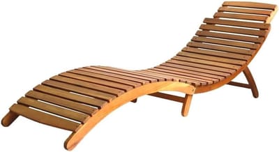 Ligstoel van hout - Relaxstoel tuin - Genieten van zon - Ergonomisch gevormd - 184 x 55 cm - Grijs