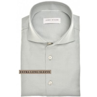 John Miller Overhemd Micro Pattern Extra Long Sleeve Non-Iron Cotton Mouwlengte 7 Groen / male