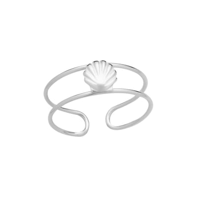 Zilveren teenring - dubbele band - schelp - nikkelvrij - 925