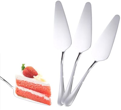 Dailygoods- Taartschep 3 Stuks - Roestvrij Staal - 23 cm x 4,8 cm - Taartserver - Gekartelde Randen - Hoogglans Gepolijst