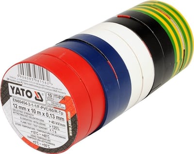 Yato Serie - Isolatietape - 12mm x 10m - Mix Kleur - Set van 10