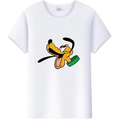 Grappige Disney Cartoon T-shirts Mickey Mouse Pluto Grafisch Dames Zomer Cropped Tops Heren T-shirts Losse Kleding Grunge Y2K Blouses XXXL white