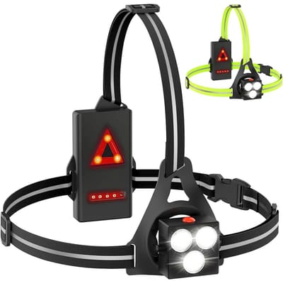 GELLDG Hardlooplamp - met reflector - 500 lumen - USB oplaadbare borstlamp - 120° verstelbare stralingshoek - waterdichte hardlooplamp - jogginglamp