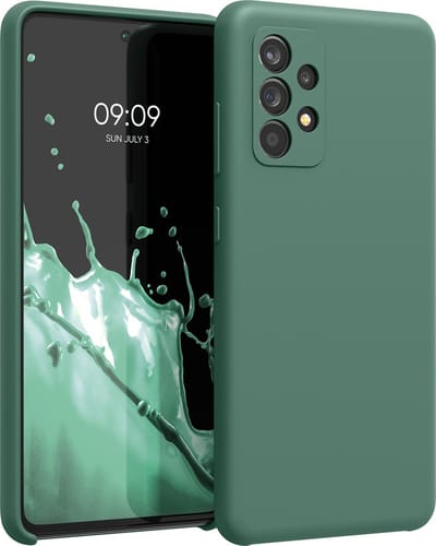 kwmobile telefoonhoesje geschikt voor Samsung Galaxy A52 / A52 5G / A52s 5G - Hoesje met siliconen coating - Smartphone case in dennengroen