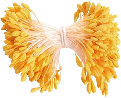 Kunststof Bloem Stamens voor Creatieve Projecten - 350 Stuks Dubbele Koppen 3mm voor Tulpen en Bloemstukken - Perfecte Accessoires voor Ambachten en Decoraties (Oranje)