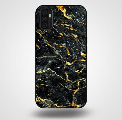 Smartphonica Telefoonhoesje voor OPPO A32 / A53 / A53s met marmer opdruk - TPU backcover case marble design - Goud Zwart geschikt voor Oppo A32;Oppo A53;Oppo A53s