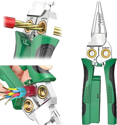 Multifunctionele Draadstripper - 8-in-1 Gereedschap - Elektrisch Werk - Met Geïntegreerde Tester - 25 mm² Capaciteit - Zilver Groen