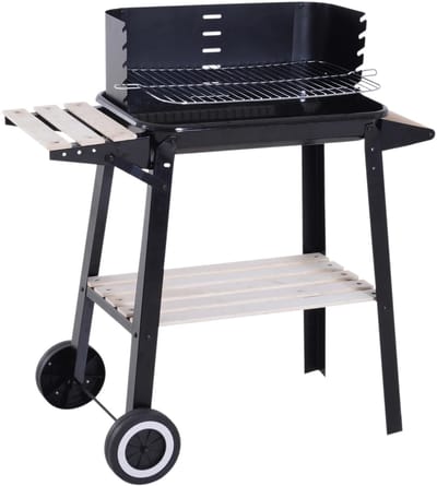 Rumi barbecue - Houtskoolbarbecue - Houtskoolbbq - cilindervorm - Outsunny Barbecue - Houtskool Hoogte Grills - Verstelbare Planken Wielen barbecue- afmeting barbecue 83X37X87 Cm