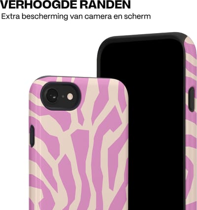 Casetastic hoesje geschikt voor Apple iPhone SE / Apple iPhone 7 / Apple iPhone 8 - Dubbellaagse bescherming - Zebra Roze Magenta Flow - Fashion Case - Lila Zand