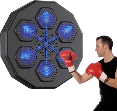 Boksmachine met Lampen - Wandboksdoel - Thuis Sporten - Bluetooth Sensor - 40 cm Diameter - Zwart