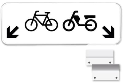 Parkeerbord Fietsen en Brommers - Weerbestendig Aluminium - 40x15 cm - Bevestiging: Met muur-/ wandmontage beugels