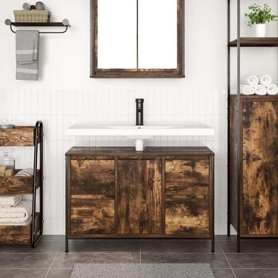 vidaXL - Wastafelkast - met - lades - 90x34,5x60 - cm - gerookt - eikenkleurig