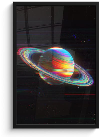 Poster in lijst - Fotolijst 40x60 cm - Posters - Planeet - Cirkel - Kleurrijk - Posterlijst zwart - Decoratie - Wanddecoratie woonkamer - Muurdecoratie slaapkamer