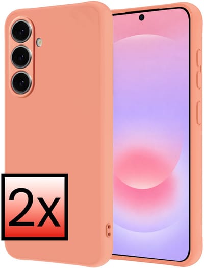 Hoesje - 2 Stuks - Geschikt voor Samsung Galaxy A37 - Sterk & Shockproof - Case Siliconen - Back Cover - Telefoon Hoes - Perzik