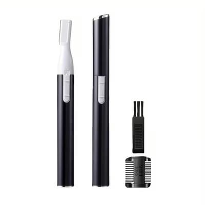 Mini Scheerapparaat + Trimopzetstuk - Ultra scherpe Dames shaver - Wenkbrauw + Neushaar + Gezichtshaar Trimmer - Exclusief 1x AAA Batterijen - Perfecte Haarverzorging op Reis - Kleur: Zwart