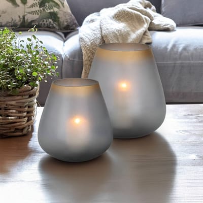 LOBERON Windlicht set van 2 Nilorav blauw