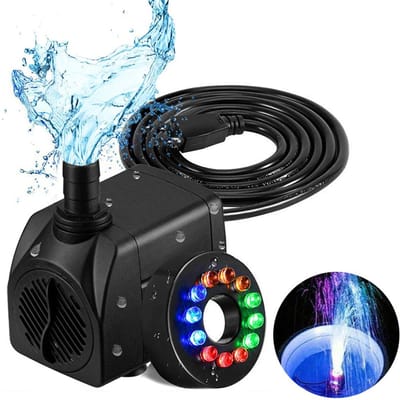 Pompe à eau submersible LED 16W Pompe de fontaine Ferme Faible bruit avec lumière Pompes de fontaine d'extérieur pour