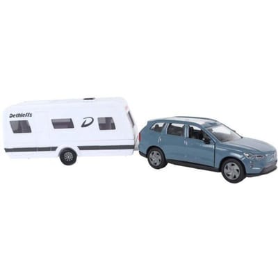 Volvo EX90 met Dethleffs caravan die cast pull back 30cm Voertuigen