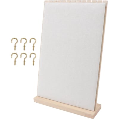Houten Sieraden Display Standaard 12 Sleuven Afneembaar Geordende Opbergruimte Houten Frame Kettingrek voor white