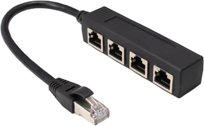 Ethernet Splitter - Netwerkverdeler Hub - Internet Delen - Vertragingsvrij Stabiel - 1-naar-4 Poorten - Zwart