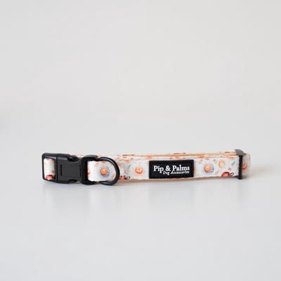 Pip & Palms - Honden Halsband Coffee Lovers - Wit - Maat XS (22–30 cm) - 1,5cm breed - Comfortabel & Stijlvol - Hondenhalsband - voor Kleine honden