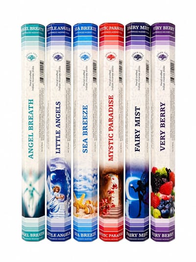 Green tree wierook - angel breath - little angels - fairy mist - sea breeze - very berry - mistic paradise - cadeau set