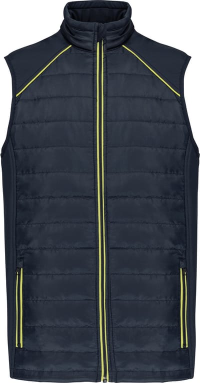 WK. Designed To Work Bodywarmer Day To Day in twee stoffen WK606 - Navy / Fluorescent Yellow - M