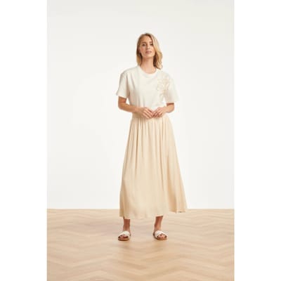 Smashed Lemon Dames rok met elastische taille en midi lengte |