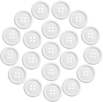 Witte 25mm Resin Knopen met 4 Gaten - 20 Stuks Ronde Shirtknopen met Opbergdoos voor Kleding, Naaiwerk en Creatieve Projecten