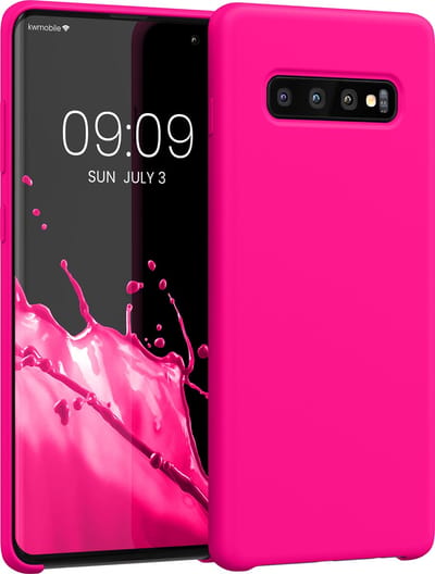 kwmobile telefoonhoesje geschikt voor Samsung Galaxy S10 Plus / S10+ - Hoesje met siliconen coating - Smartphone case in neon roze