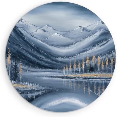 Saammp Muurcirkel Hout - Natuur - Wit Landschap - Abstract - Ø 90 - Wandcirkel - Wanddecoratie Cirkel - Muurdecoratie Woonkamer - Slaapkamer decoratie - Rond Schilderij