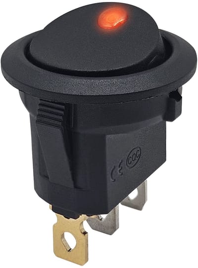 ProRide Wipschakelaar ON-OFF KCD2-12 - 3 pins - Rond - 12V/20A - LED indicator Rood