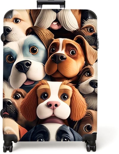 NoBoringSuitcases.com® - Koffer groot - Reiskoffer lichtgewicht - Hond - Patronen - Dieren - Bruin - Meisje - Jongen - Rolkoffer met 4 wielen - Grote trolley XL - 98 liter bagage
