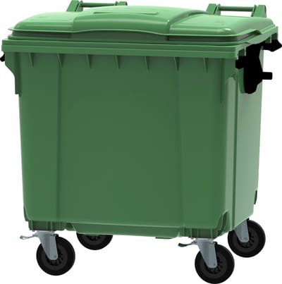 Afvalcontainer 1100 liter groen 4 wielen