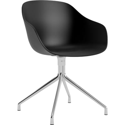 HAY About A Chair AAC 220 - black 2.0 - gepolijst aluminium - Standaard glijders kunststof