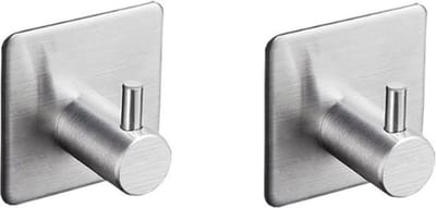 Handdoekhaakjes - RVS - Zelfklevend Handdoekhaak - Handdoekhouder - Vaatdoekhouder - Wandhaak -  Rond zilver - 2 stuks