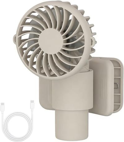 Handventilator – Miniventilator – USB-ventilator – Clipventilator – 3 Snelheidsstanden – 90° Verstelbaar – 1000mAh – Ideaal voor thuis, op kantoor & onderweg – Abrikoos