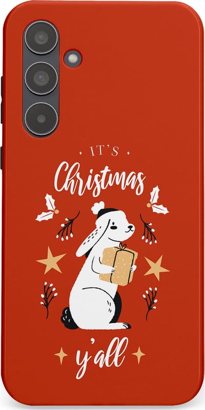 Casetastic hoesje geschikt voor Samsung Galaxy A55 - Dubbellaagse bescherming - Kerst Konijntje Flappie - Fashion Case - Terracotta