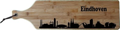 Borrelplank Eindhoven- Brabant - Blob - Evoluon - Klokgebouw - Sint-Catharinakerk - Bamboe hout - 17x63cm - Serveerplank