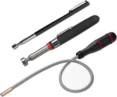 Magnetische Grijper - Set Van 3 - Flexibele Grijper - Telescopisch Grijpwerktuig - Klemkop Met Magnetisch - Met Antisliphandgreep - Magnetisch Uiteinde - Geschikt Voor Het Oppakken Van Schroeven, Moeren, Bouten, Spijkers En Sleutels