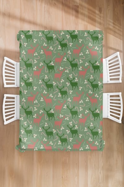 Kerst Tafelkleed - Kerstmis Decoratie - Tafellaken - Patronen - Christmas - Rendier - 150x220 cm - Kerstmis Versiering - Tafeldecoratie Kerstmis - Kerstdecoratie tafel - Tafelversiering