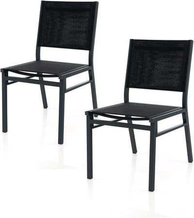 Tuinstoelen - Buitenstoelen - Buiten Zitten - Ademende Stof - 60x45x87 cm - Zwart