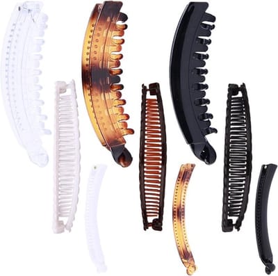 9 stuks retro banana haarspelden - modieuze paardenstaart haarspelden - meerkleurige haarspelden voor dames - voor lang krullend en glad haar - voor dik en dun haar