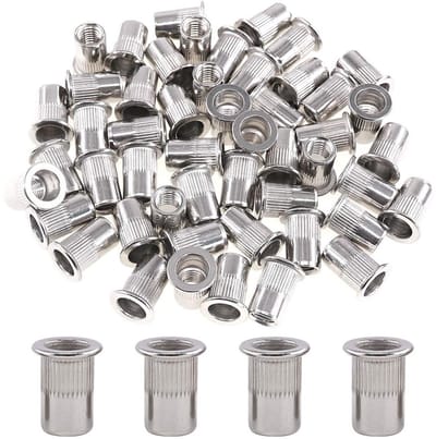 50 Stuks M8 Rvs Platte Kop Draadmoer Insert Nutsert Rivet Set voor Duurzame Bevestiging