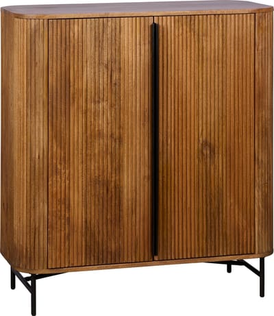 Wandkast Rego - Mangohout - Bruin - 90x100x40 cm (BxHxD) - Zwarte handgrepen - Voorgemonteerd