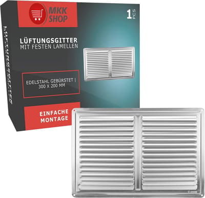 Ventilatierooster Afvoerrooster - Lamelrooster Lamellengordijn - Luchtcirculatie Verbeteren - Vaste Lamellen - 200 x 300 mm - Roestvrij Staal