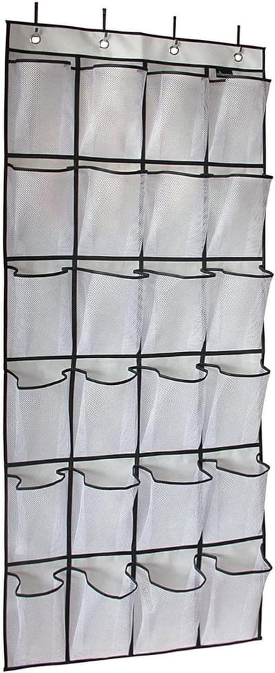 MK Stoer -Schoenenorganizer - Opbergtas - Hangend - 24 Vakken - Gaas - Kast - Schoenen - Hangend - Kleur - Model - Over de deur - Schoenenopberger - Deurhanger
